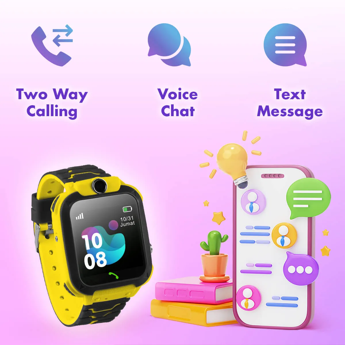 Kids Sonic Pro Smart Watch With Audio Calls, Messages & Games