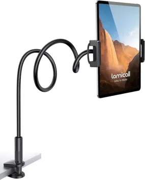 Lamicall Gooseneck Tablet Holder, Flexible Tablet Stand - 36" Lazy Arm 360 Adjustable Holder Clamp Bracket Bed for 2022 iPad Pro 9.7, 10.5, 11, iPad Air mini 2 3 4 5 6, Switch, 4.7-11" Devices -Black