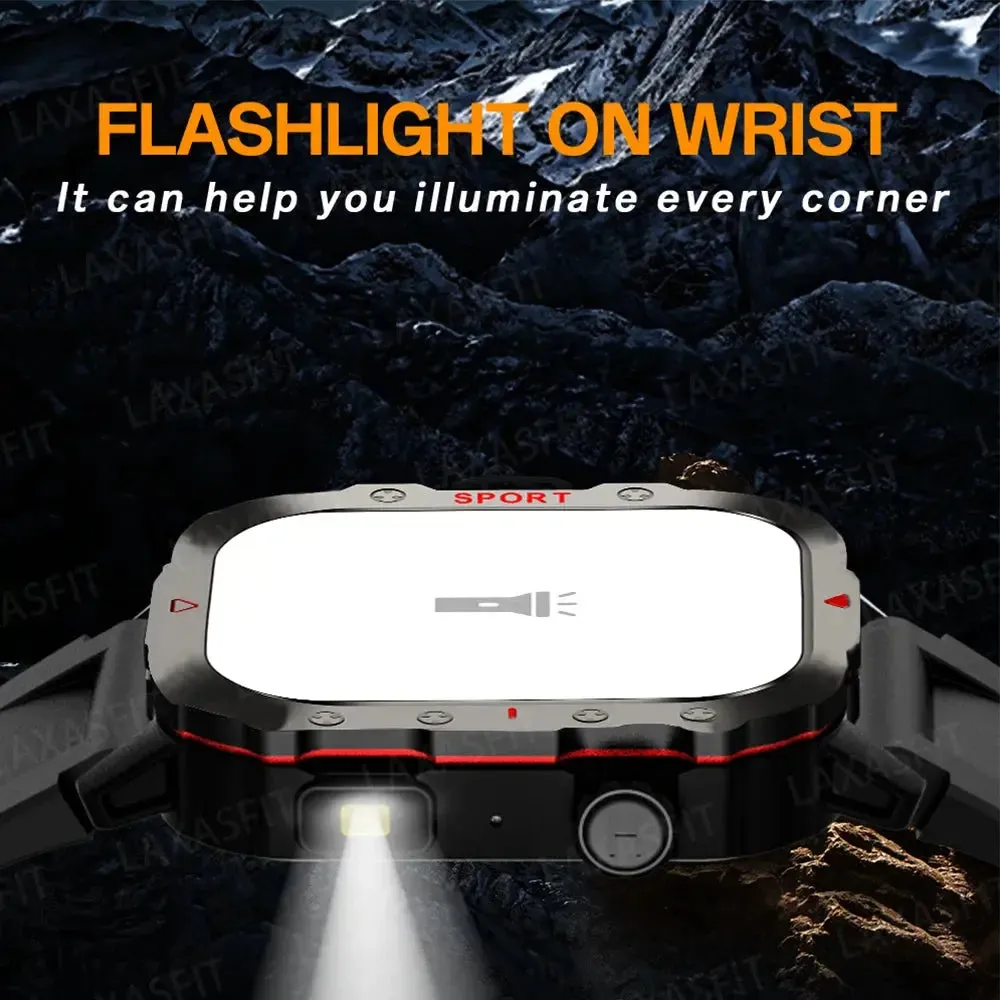 LAXASFIT New Smart Watch LED Flashlight 2.01” HD Screen Bluetooth Talking Smart Watch Multi Sports Health Monitoring Smart Watch