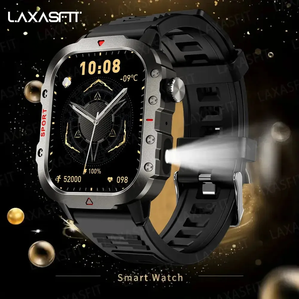 LAXASFIT New Smart Watch LED Flashlight 2.01” HD Screen Bluetooth Talking Smart Watch Multi Sports Health Monitoring Smart Watch