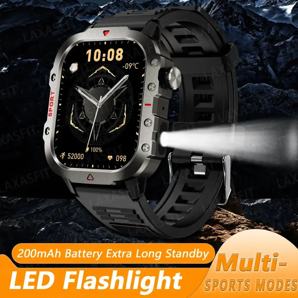 LAXASFIT New Smart Watch LED Flashlight 2.01” HD Screen Bluetooth Talking Smart Watch Multi Sports Health Monitoring Smart Watch