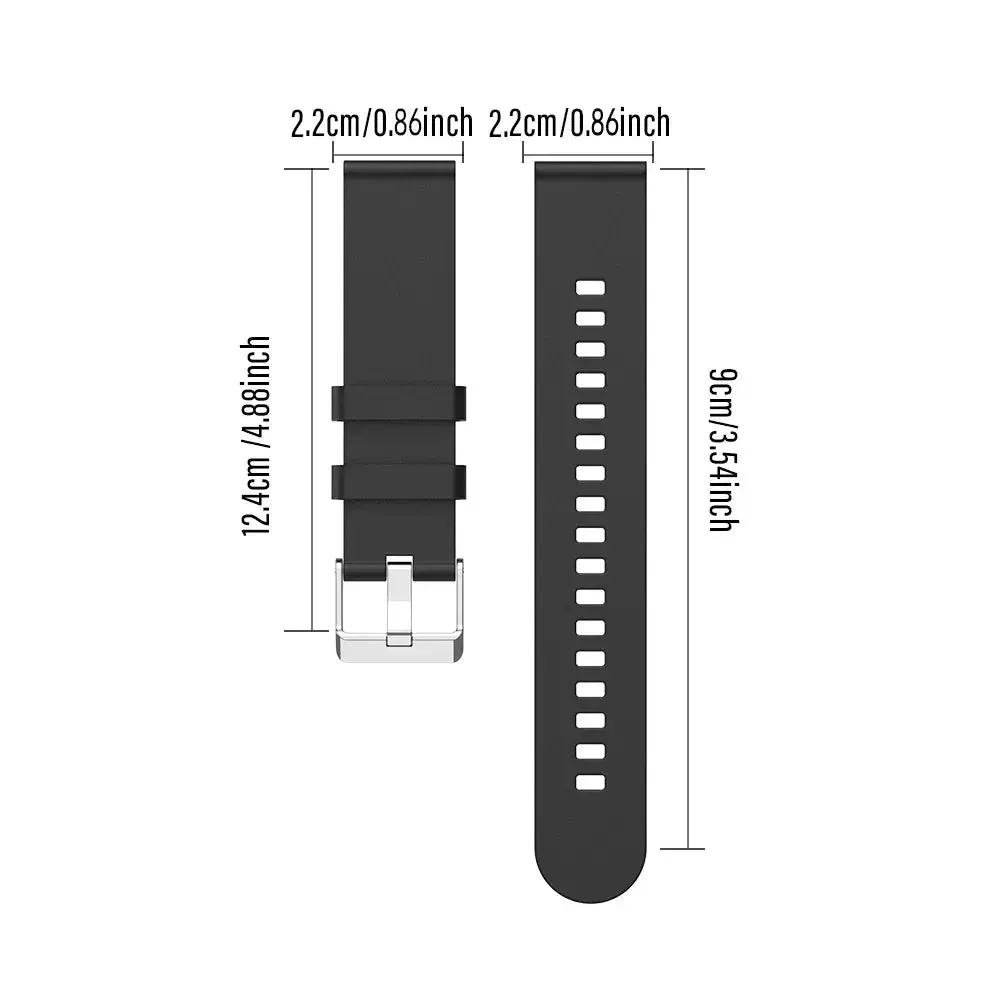 LAXASFIT Watch Band 22mm Hook and Loop Silicone Strap Soft Rubber Band for Huawei Samsung Xiaomi Amazfit Smartwatch