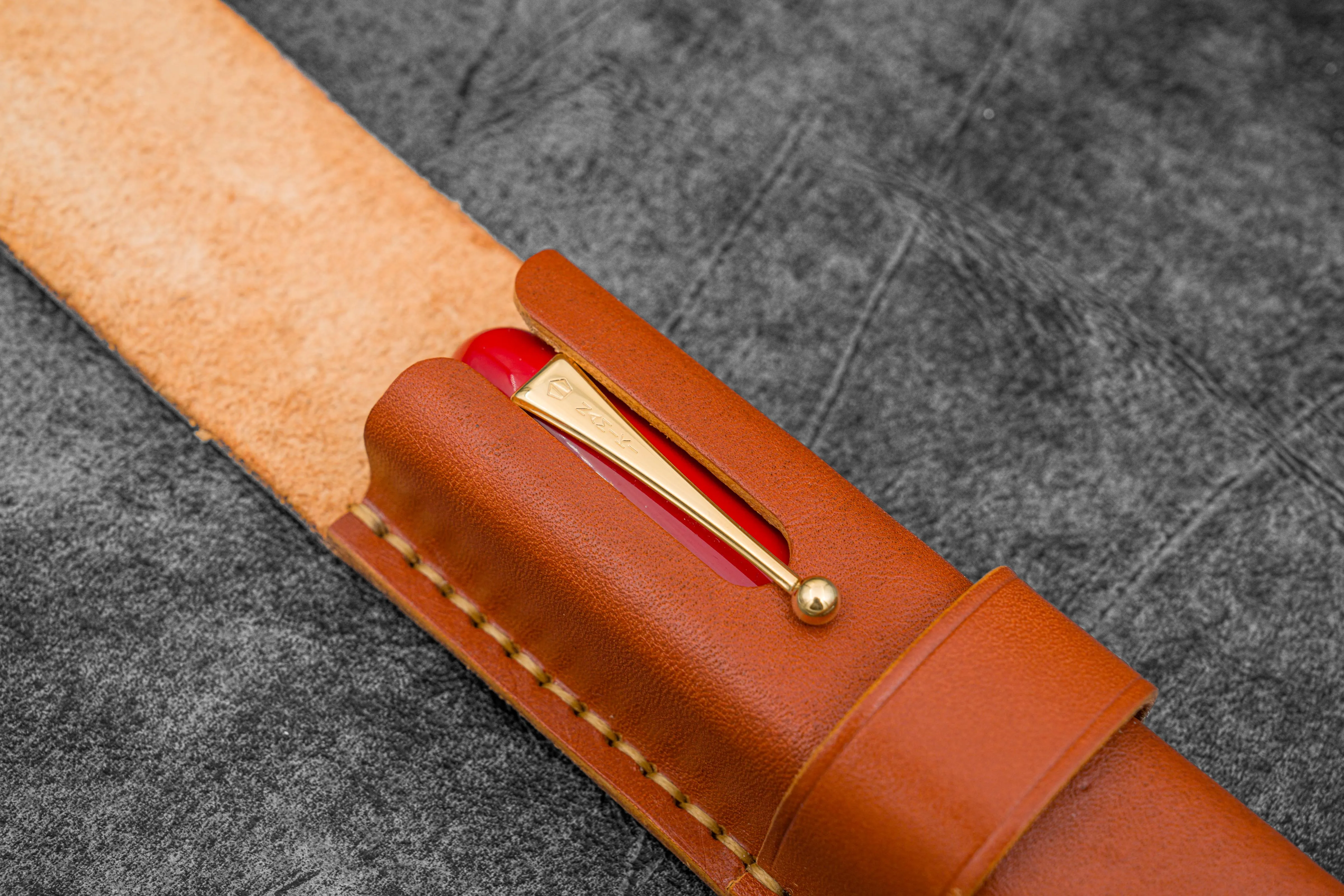 Leather Flap Pen Case  - For Oversized Pens & Namiki  Emperor