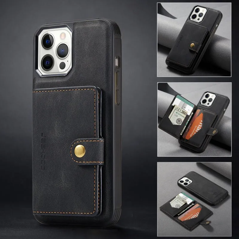 Leather Phone Case With Magnetic Wallet Kickstand For iPhone