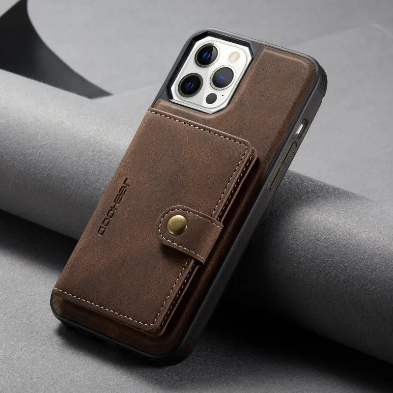 Leather Phone Case With Magnetic Wallet Kickstand For iPhone