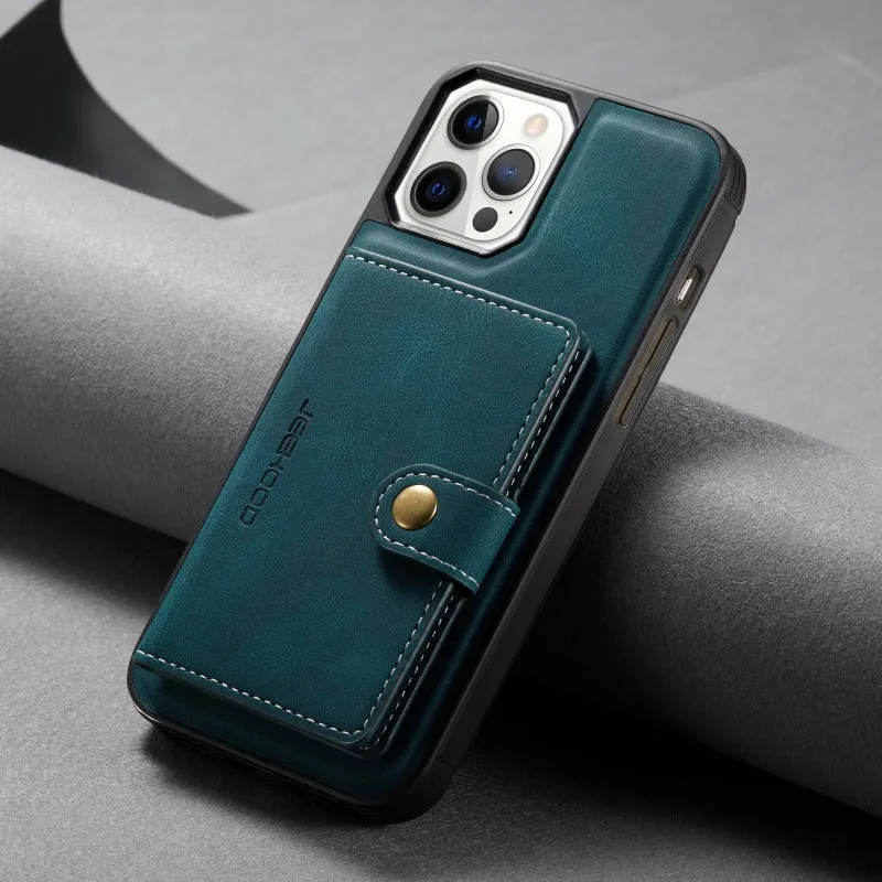 Leather Phone Case With Magnetic Wallet Kickstand For iPhone