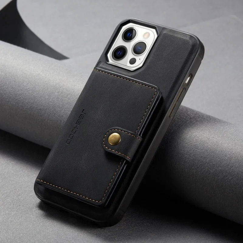 Leather Phone Case With Magnetic Wallet Kickstand For iPhone