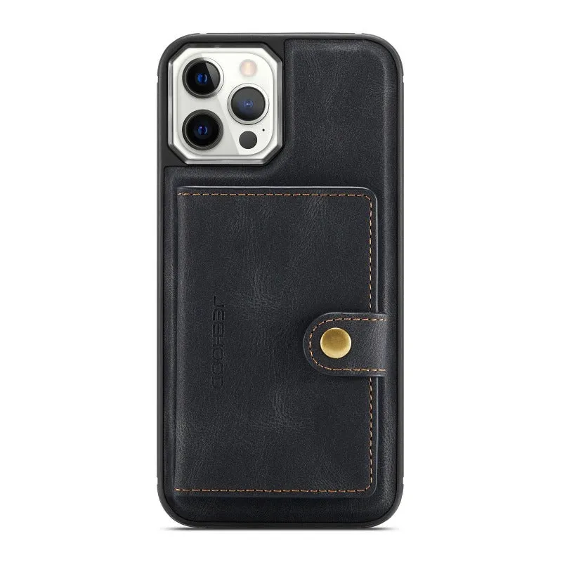 Leather Phone Case With Magnetic Wallet Kickstand For iPhone