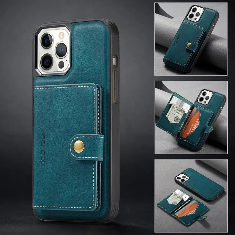 Leather Phone Case With Magnetic Wallet Kickstand For iPhone