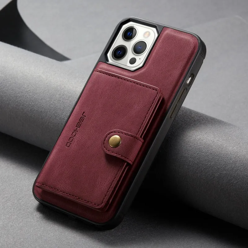 Leather Phone Case With Magnetic Wallet Kickstand For iPhone