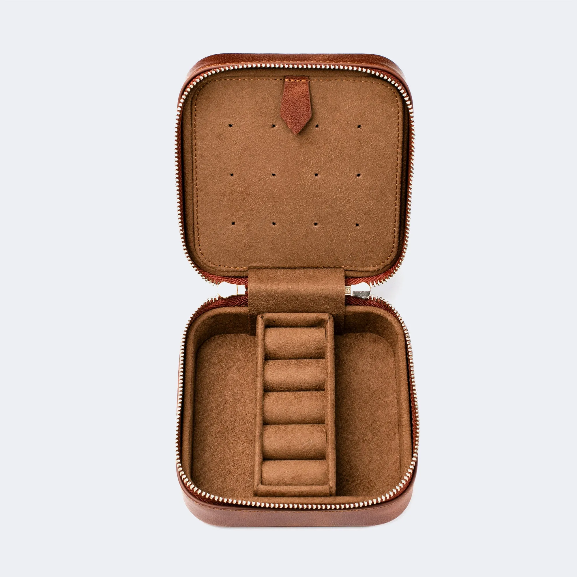 Leather Travel Jewelry Case - Tobacco