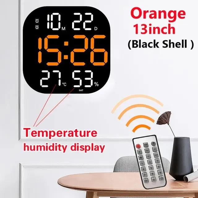 LED Digital Wall Clock Large Screen Temperature Date Day Display