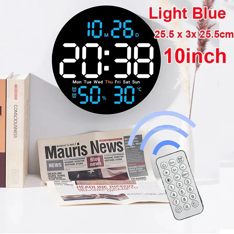 LED Digital Wall Clock Large Screen Temperature Date Day Display