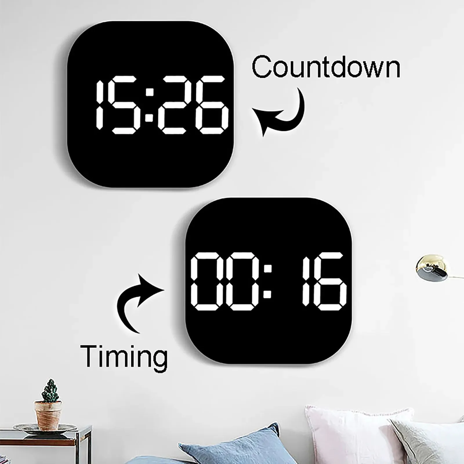 LED Digital Wall Clock Large Screen Temperature Date Day Display