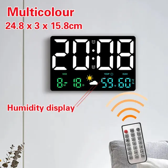 LED Digital Wall Clock Large Screen Temperature Date Day Display