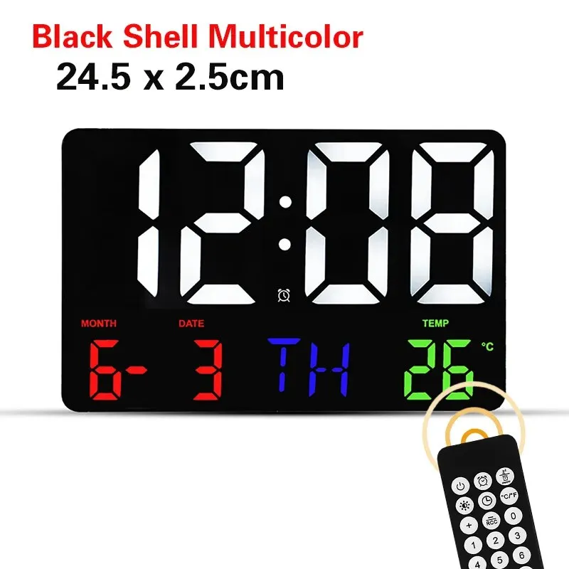 LED Digital Wall Clock Large Screen Temperature Date Day Display