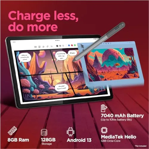 Lenovo Tab M11 with Pen| 4G (LTE)   Wi-Fi | 8 Gb Ram, 128 Gb ROM (Expandable Upto 1 Tb)| 11 Inch Screen, 90 Hz Refresh Rate| Quad Speaker with Dolby Atmos| 13 Mp Rear Camera| Google Kids Space,Green