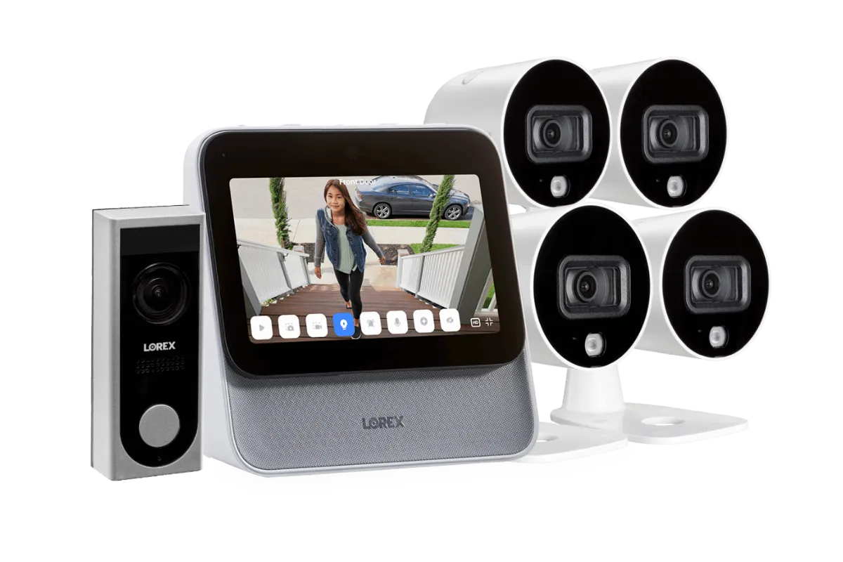 Lorex Smart Home Security Center with Four 1080p Outdoor Wi-Fi Cameras and HD Video Doorbell