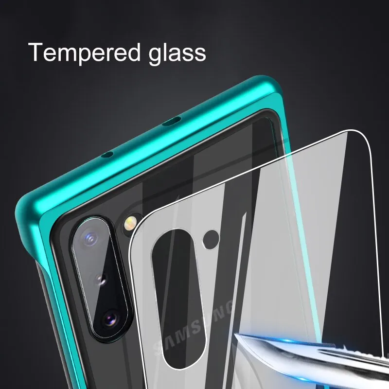 Luxury Metal Bumper Cover For Samsung Note 10 Plus Case Shockproof Tempered Glass Coque For Samsung S10 Plus S10 Case Note 10 Plus Phone Shell