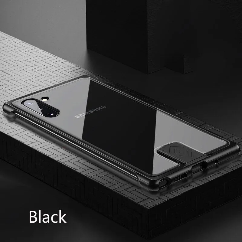 Luxury Metal Bumper Cover For Samsung Note 10 Plus Case Shockproof Tempered Glass Coque For Samsung S10 Plus S10 Case Note 10 Plus Phone Shell