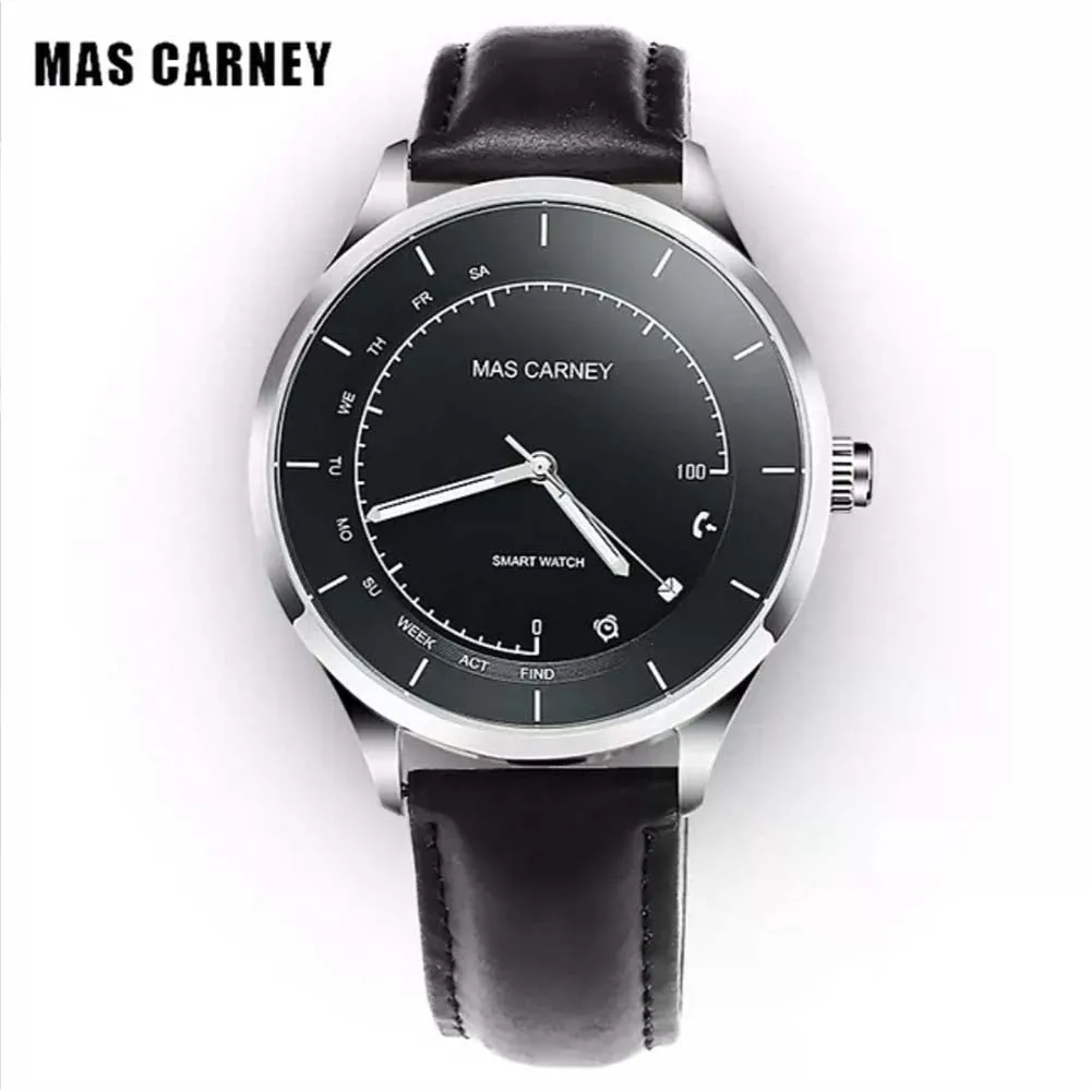 MAS CARNEY Leather Strap Hybrid Smartwatch