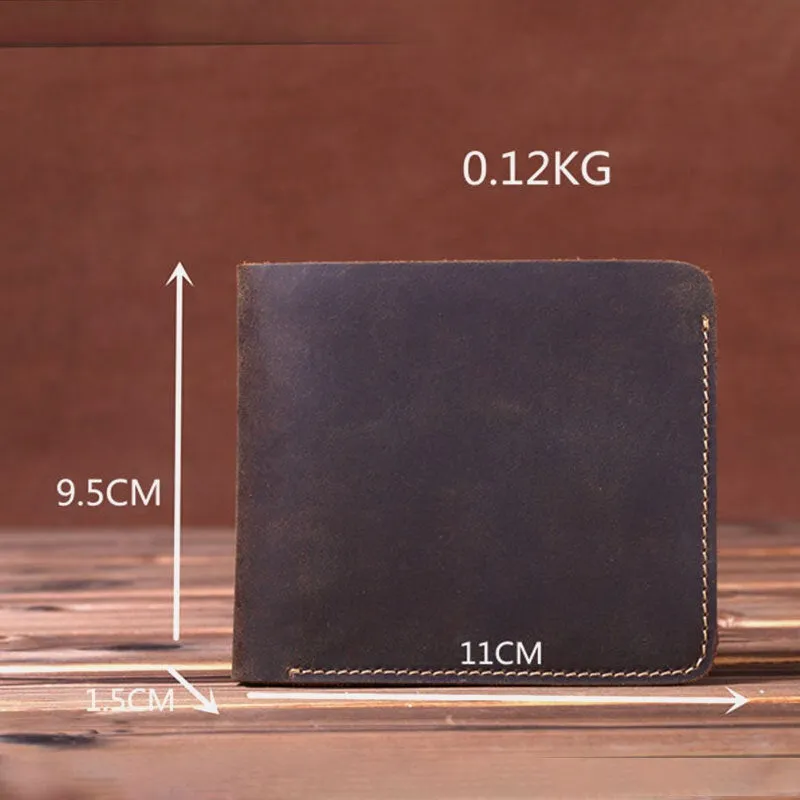 Men Retro Short Bifold Genuine Leather Wallet Coin Purse Money Clip