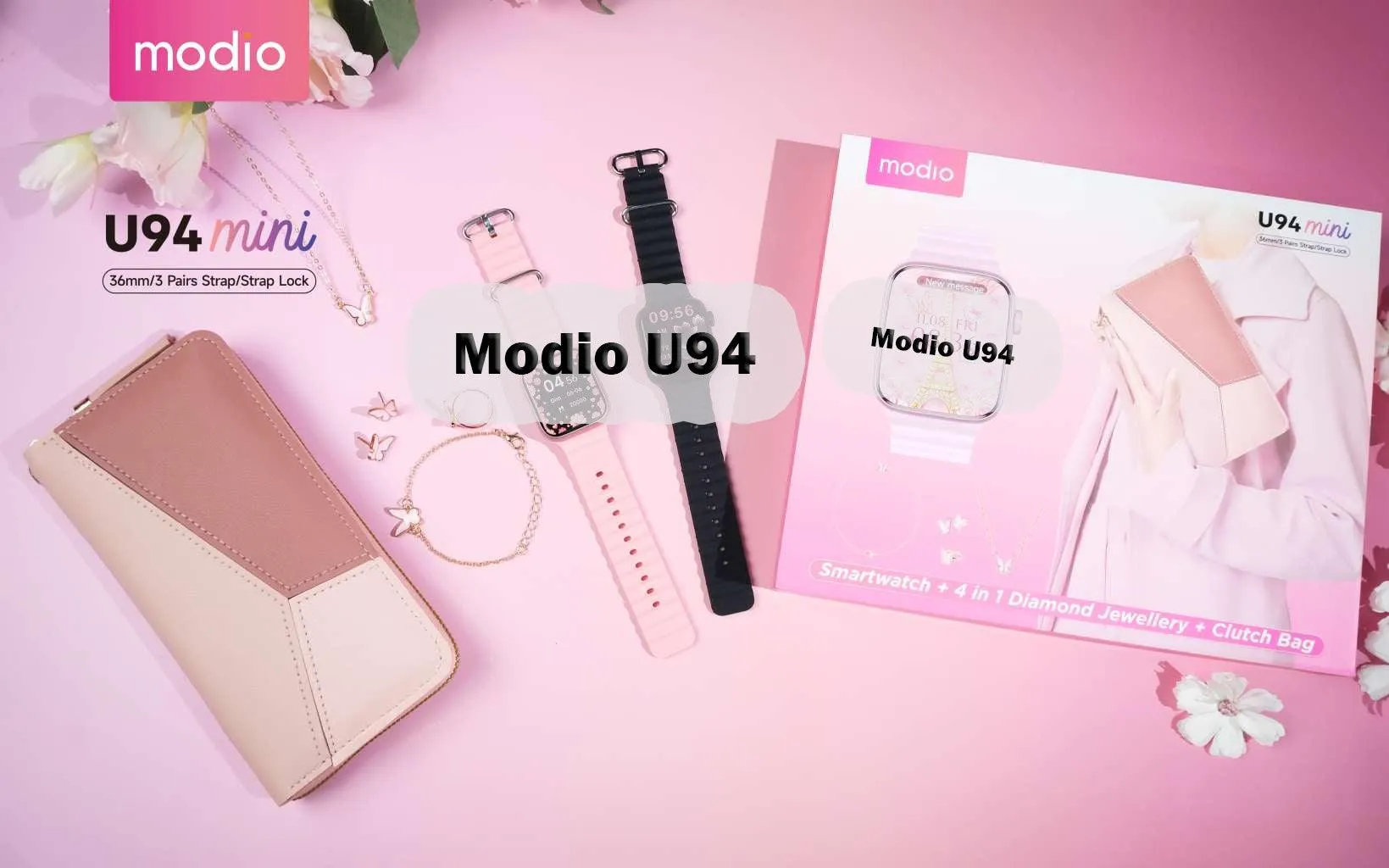 Modio U94 SmartWatch 4 in 1 Diamond Jewellery Clutch Bag