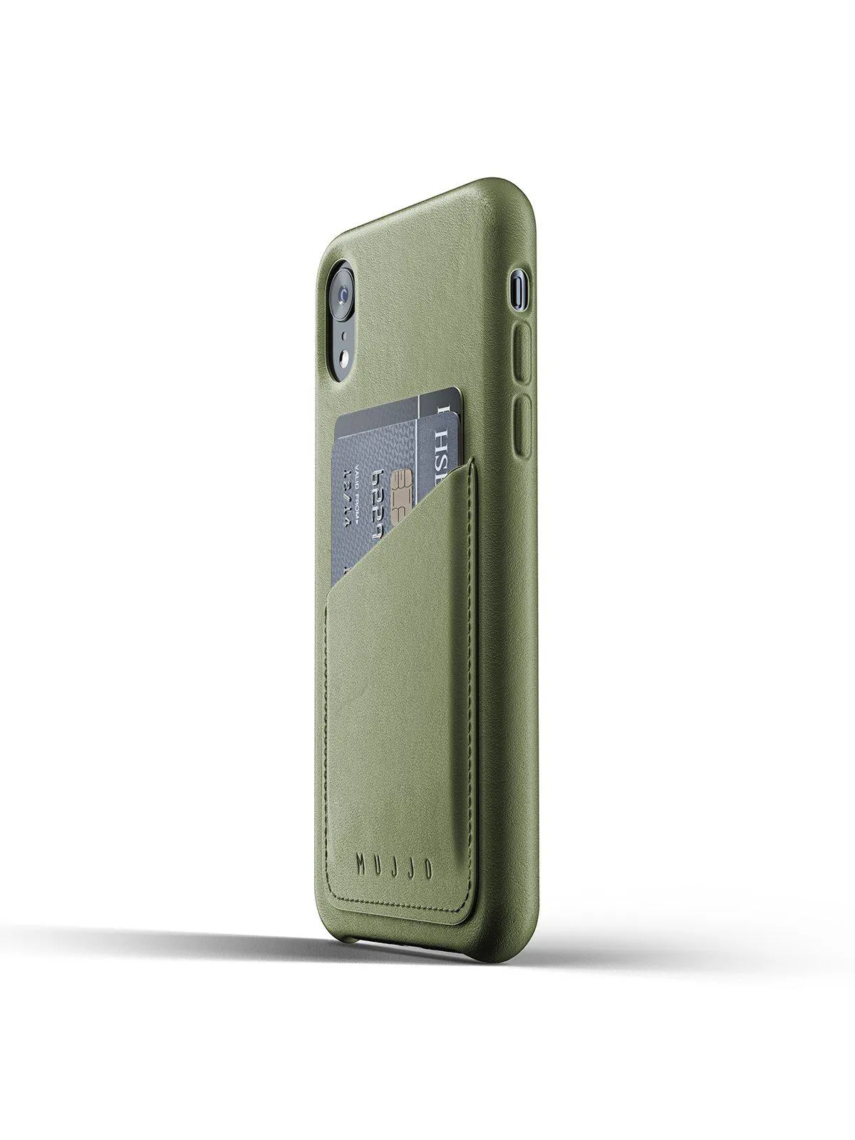 Mujjo Full Leather Wallet Case for iPhone XR Olive