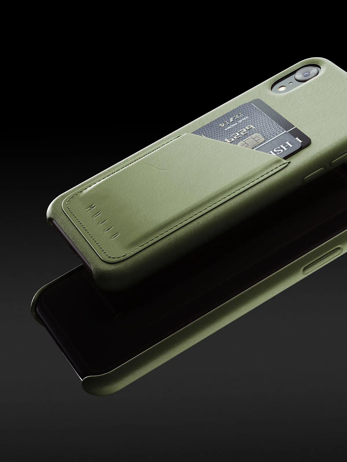 Mujjo Full Leather Wallet Case for iPhone XR Olive