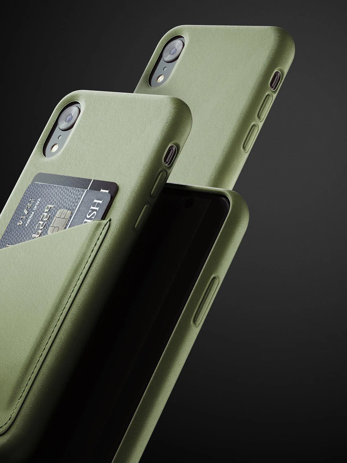 Mujjo Full Leather Wallet Case for iPhone XR Olive