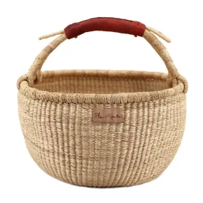 Natural<br>Cognac Handle<br>Medium Market Basket