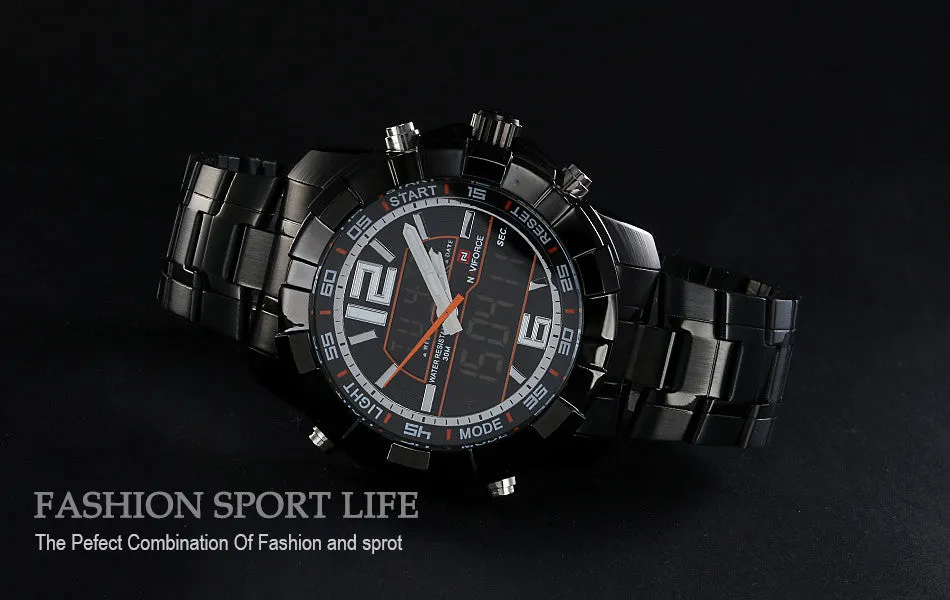 New Brand NAVIFORCE Men Watches Top Brand Luxury Full Steel Men Business Watches Analog Digital LED Watch