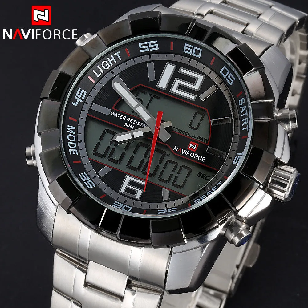 New Brand NAVIFORCE Men Watches Top Brand Luxury Full Steel Men Business Watches Analog Digital LED Watch