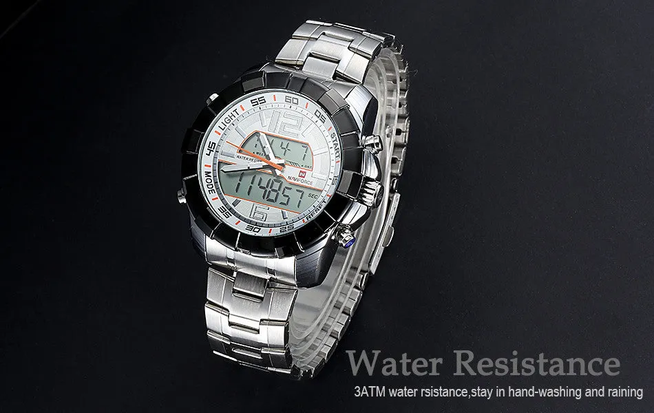 New Brand NAVIFORCE Men Watches Top Brand Luxury Full Steel Men Business Watches Analog Digital LED Watch