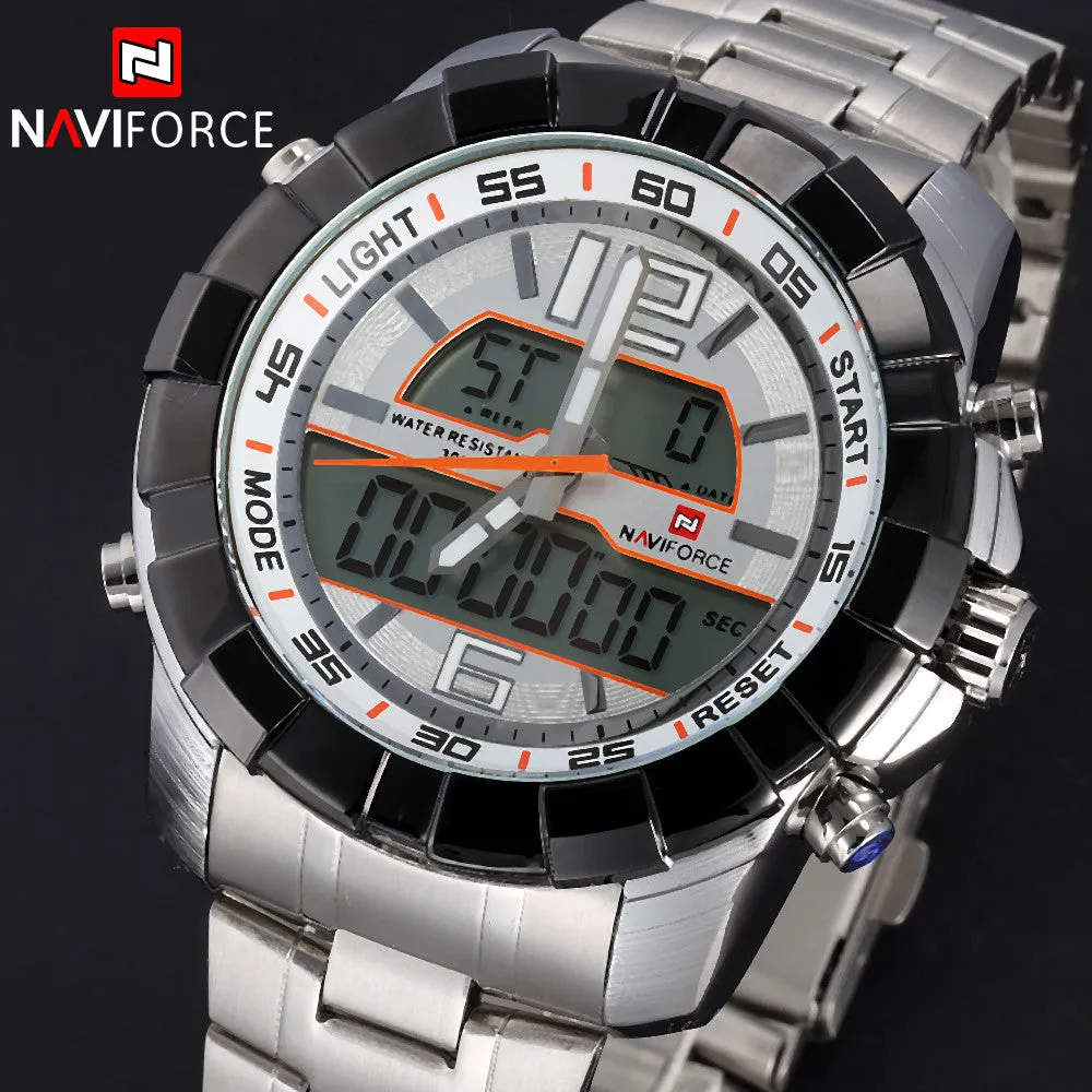 New Brand NAVIFORCE Men Watches Top Brand Luxury Full Steel Men Business Watches Analog Digital LED Watch