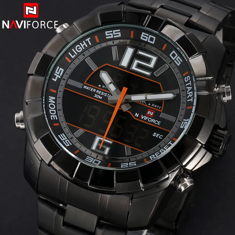 New Brand NAVIFORCE Men Watches Top Brand Luxury Full Steel Men Business Watches Analog Digital LED Watch