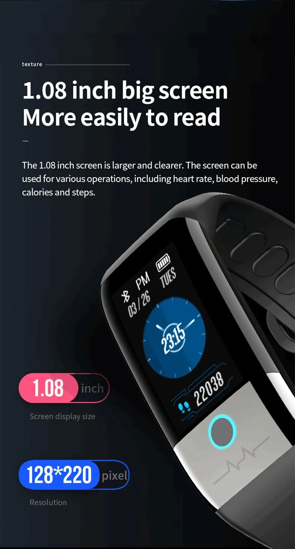 New Heart Rate Monitor Fitness Tracker IP67 Waterproof Smartwatch For iPhone Samsung Xiaomi