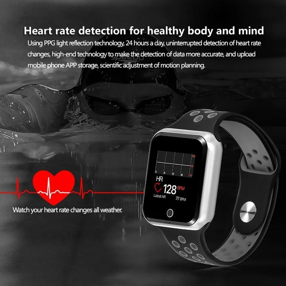 New IP67 Waterproof Sport Fitness Tracker Pedometer Heart Rate Blood Pressure Monitor Smartwatch For iPhone Android