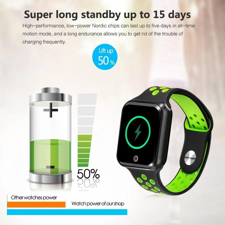 New IP67 Waterproof Sport Fitness Tracker Pedometer Heart Rate Blood Pressure Monitor Smartwatch For iPhone Android