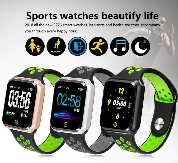 New IP67 Waterproof Sport Fitness Tracker Pedometer Heart Rate Blood Pressure Monitor Smartwatch For iPhone Android