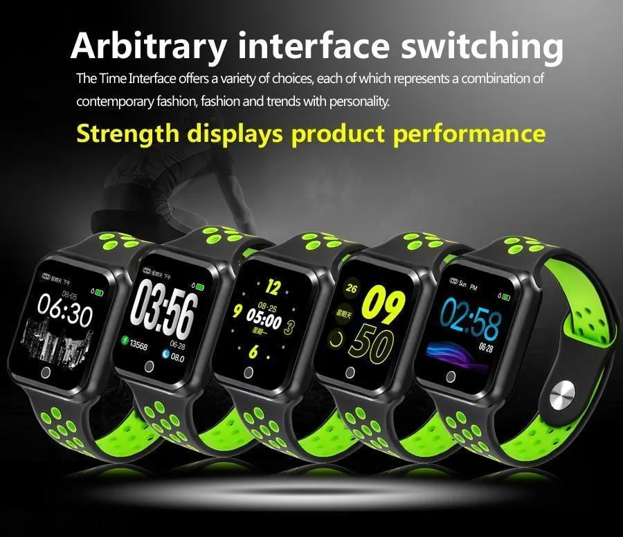 New IP67 Waterproof Sport Fitness Tracker Pedometer Heart Rate Blood Pressure Monitor Smartwatch For iPhone Android