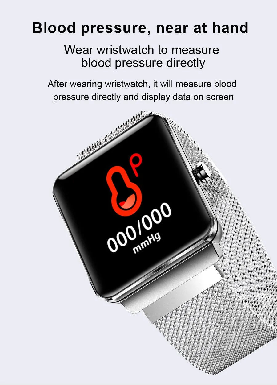 New IP68 Waterproof Step Heart Rate Blood Pressure Tracker Sport Fitness Smartwatch For iPhone Android