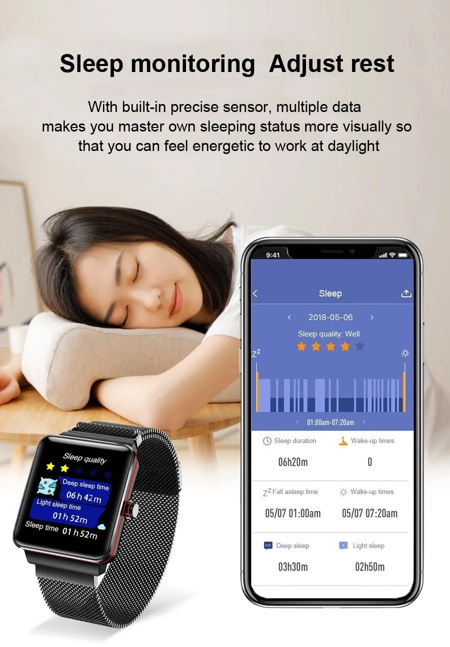 New IP68 Waterproof Step Heart Rate Blood Pressure Tracker Sport Fitness Smartwatch For iPhone Android