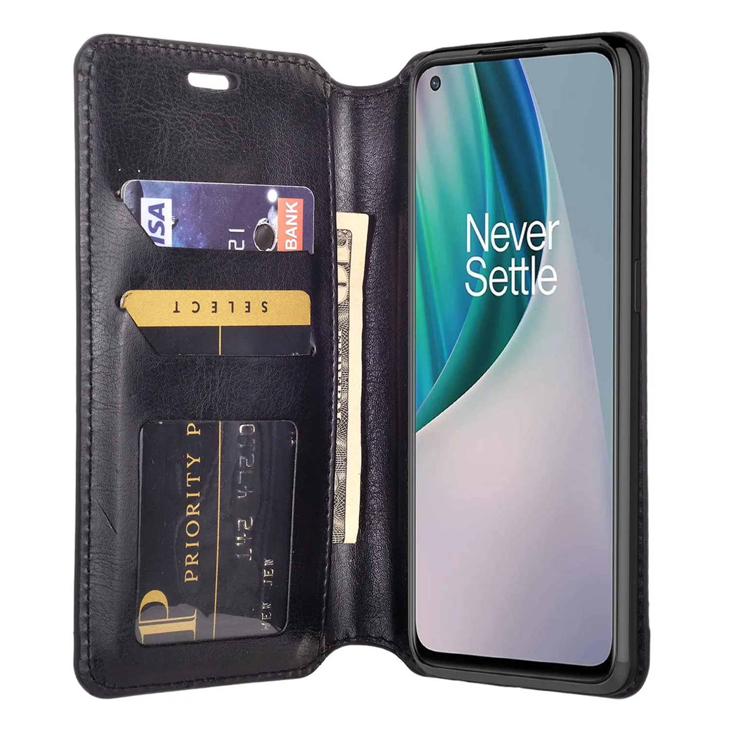 OnePlus Nord N10 5G Case, Nord N10 5G Wallet Case, Pu Leather Wallet Case [Kickstand] with ID & Credit Card Slots for Nord N10 5G  - Black