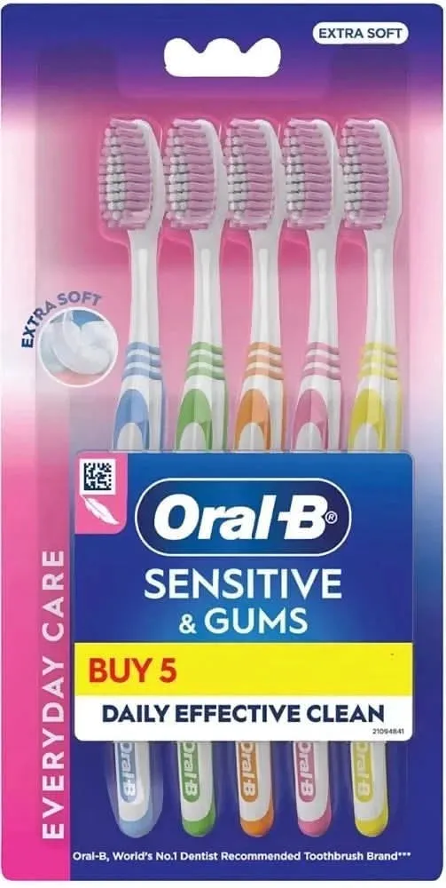 Oral-B SENSITIVE & Gums Everyday Care Toothbrushes - (PACK OF 6) with Extra Soft Bristles