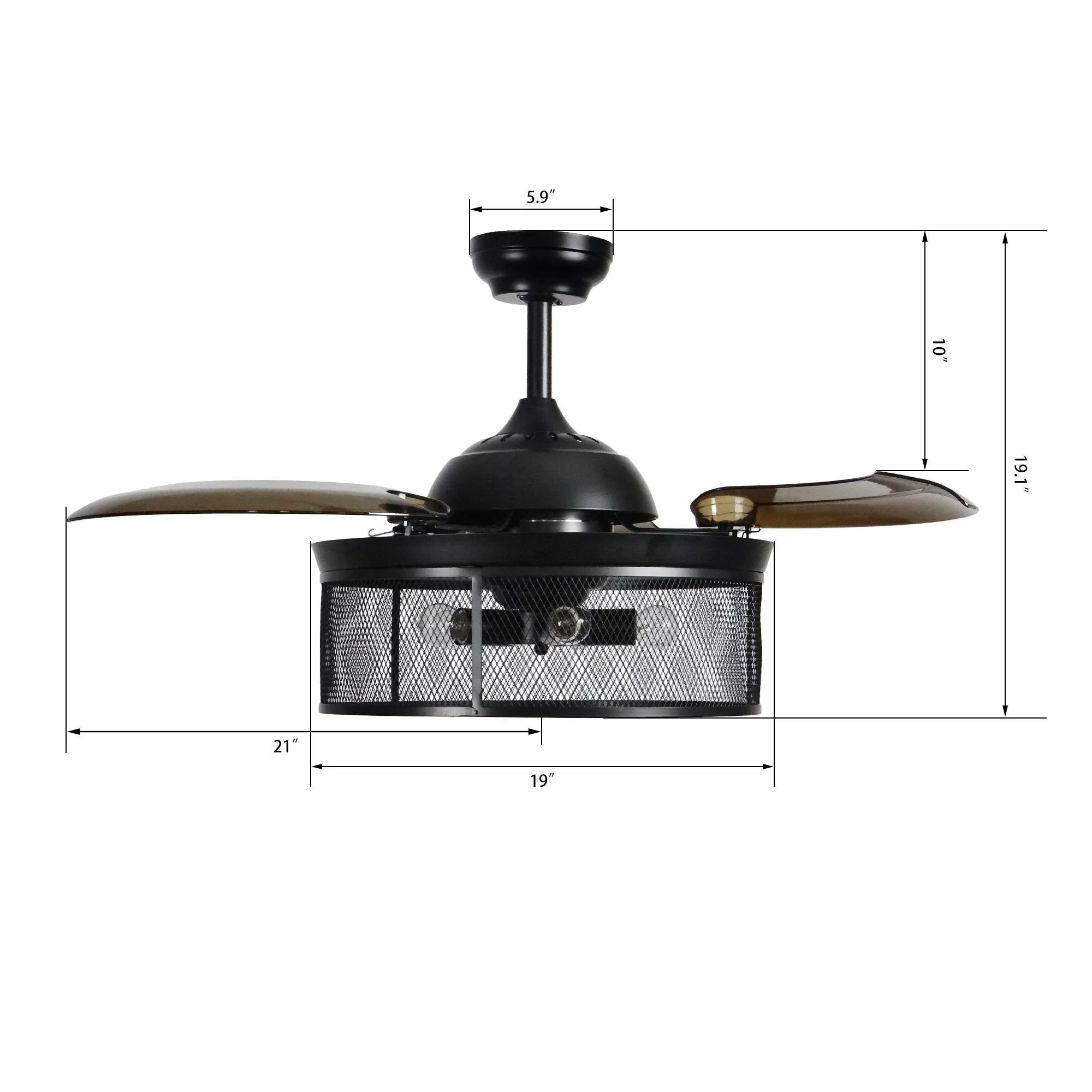 Paloma 42" In. 3 Blade Smart Ceiling Fan Works with Wall Switch