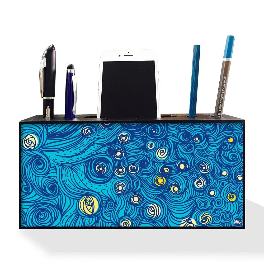 Pen Mobile Stand Holder Desk Organizer - Starry Starry Night