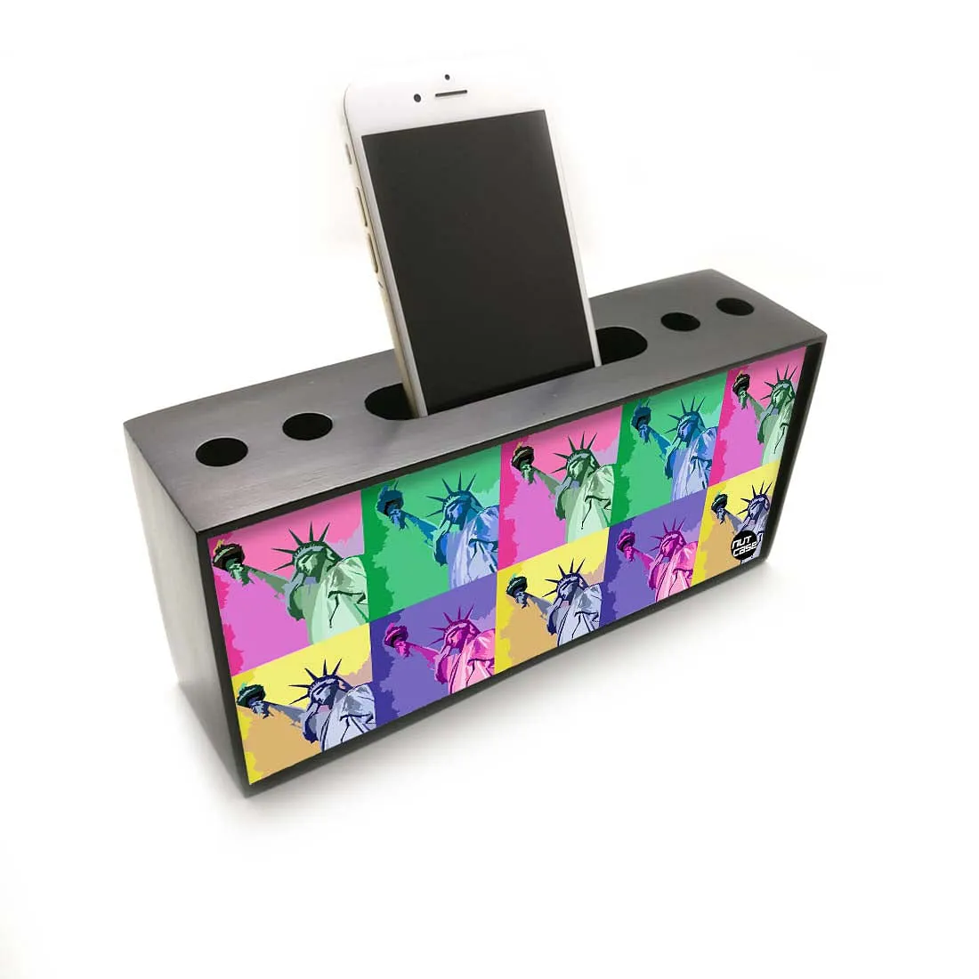 Pen Mobile Stand Holder Desk Organizer - statue of liberty Pop Art