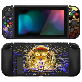 PlayVital ZealProtect Soft Protective Case for Nintendo Switch, Flexible Cover for Switch with Tempered Glass Screen Protector & Thumb Grips & ABXY Direction Button Caps - Tiger Tarot - RNSYV6042