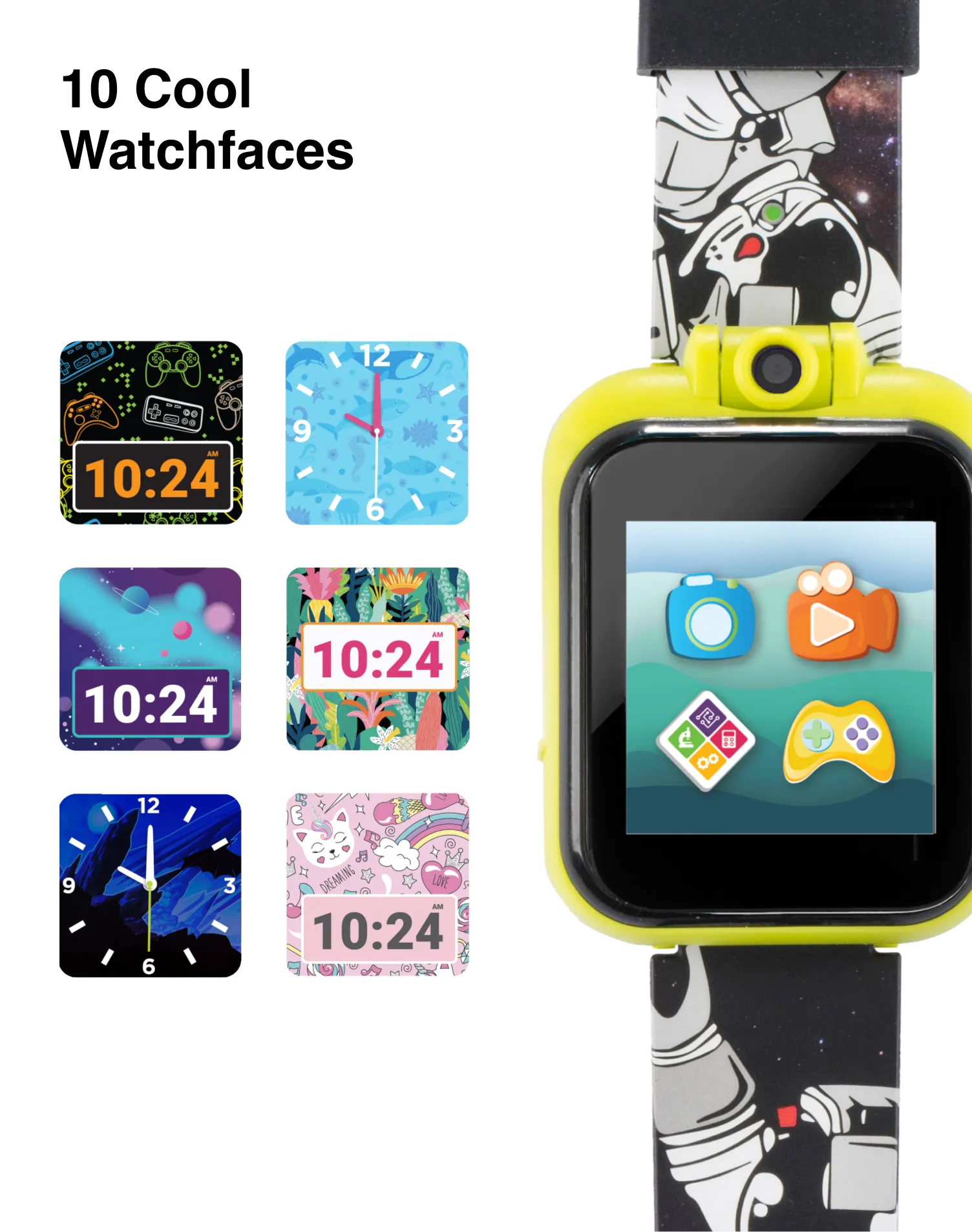 PlayZoom 2 Kids Smartwatch: Astronaut Outerspace Print in Black